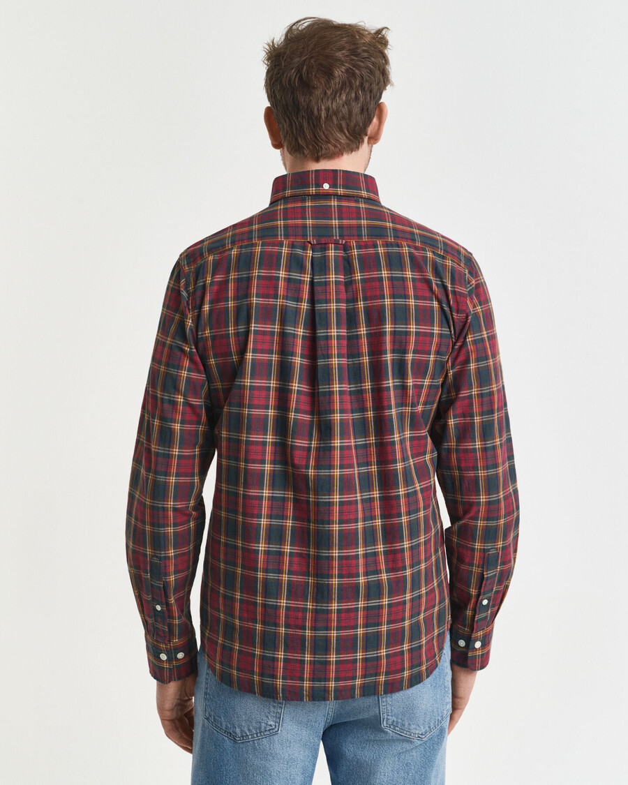 regular fit geruit poplin overhemd uit het archief - plumped red