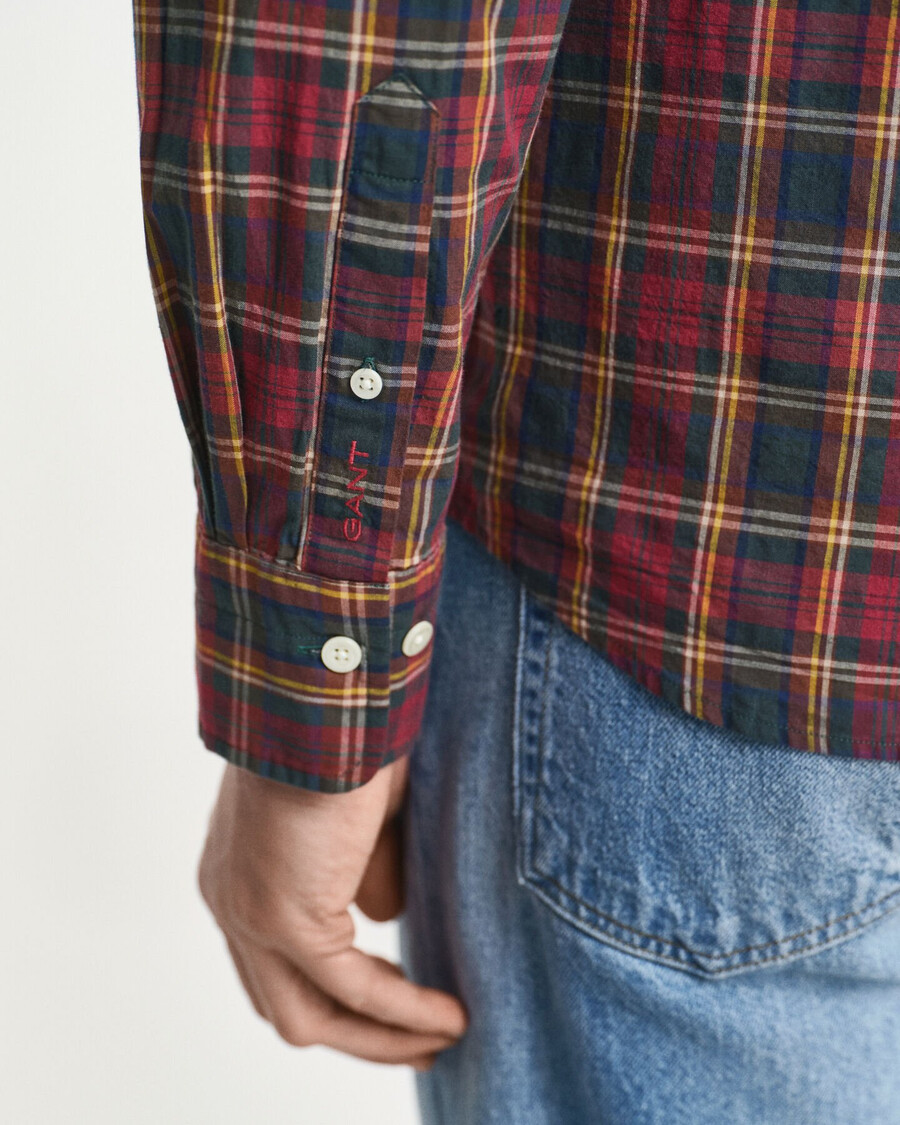 regular fit geruit poplin overhemd uit het archief - plumped red