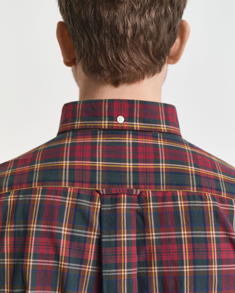 regular fit geruit poplin overhemd uit het archief - plumped red