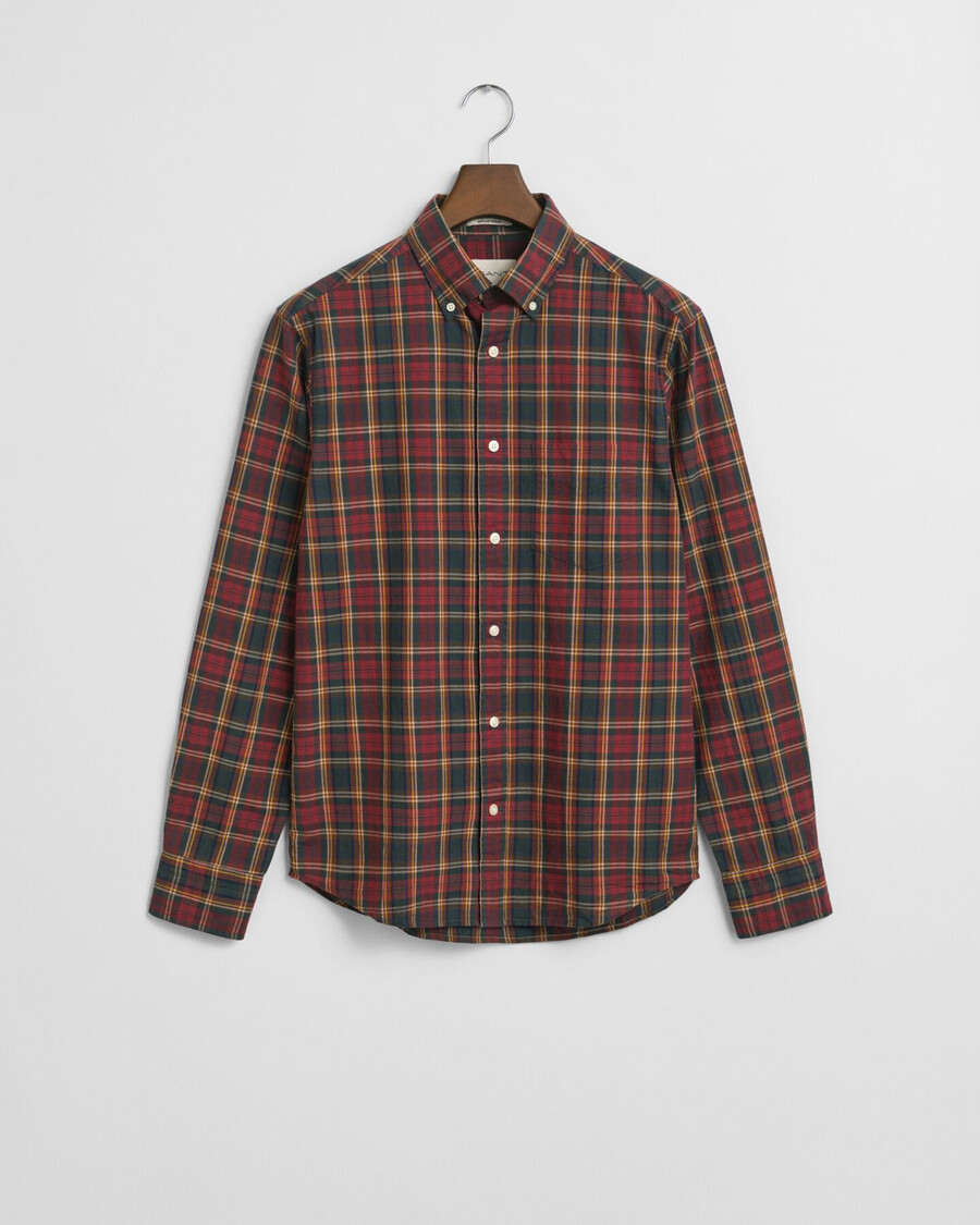 regular fit geruit poplin overhemd uit het archief - plumped red