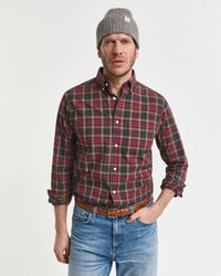 regular fit geruit poplin overhemd uit het archief - plumped red