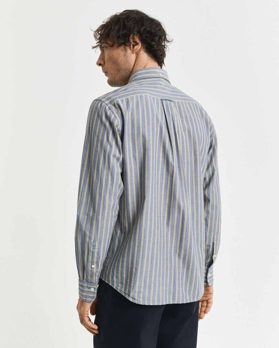 gestreept poplin overhemd met normale pasvorm - marineblauw