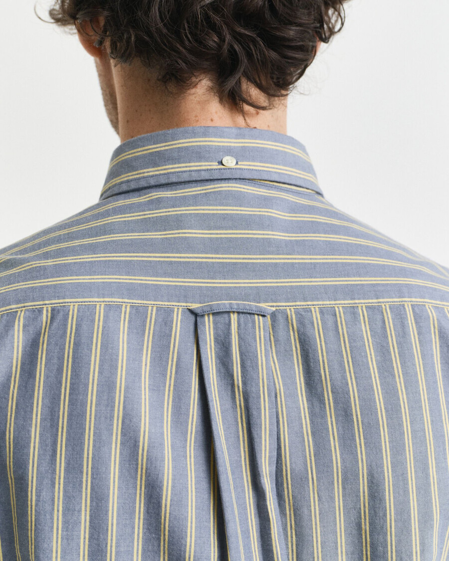 gestreept poplin overhemd met normale pasvorm - marineblauw