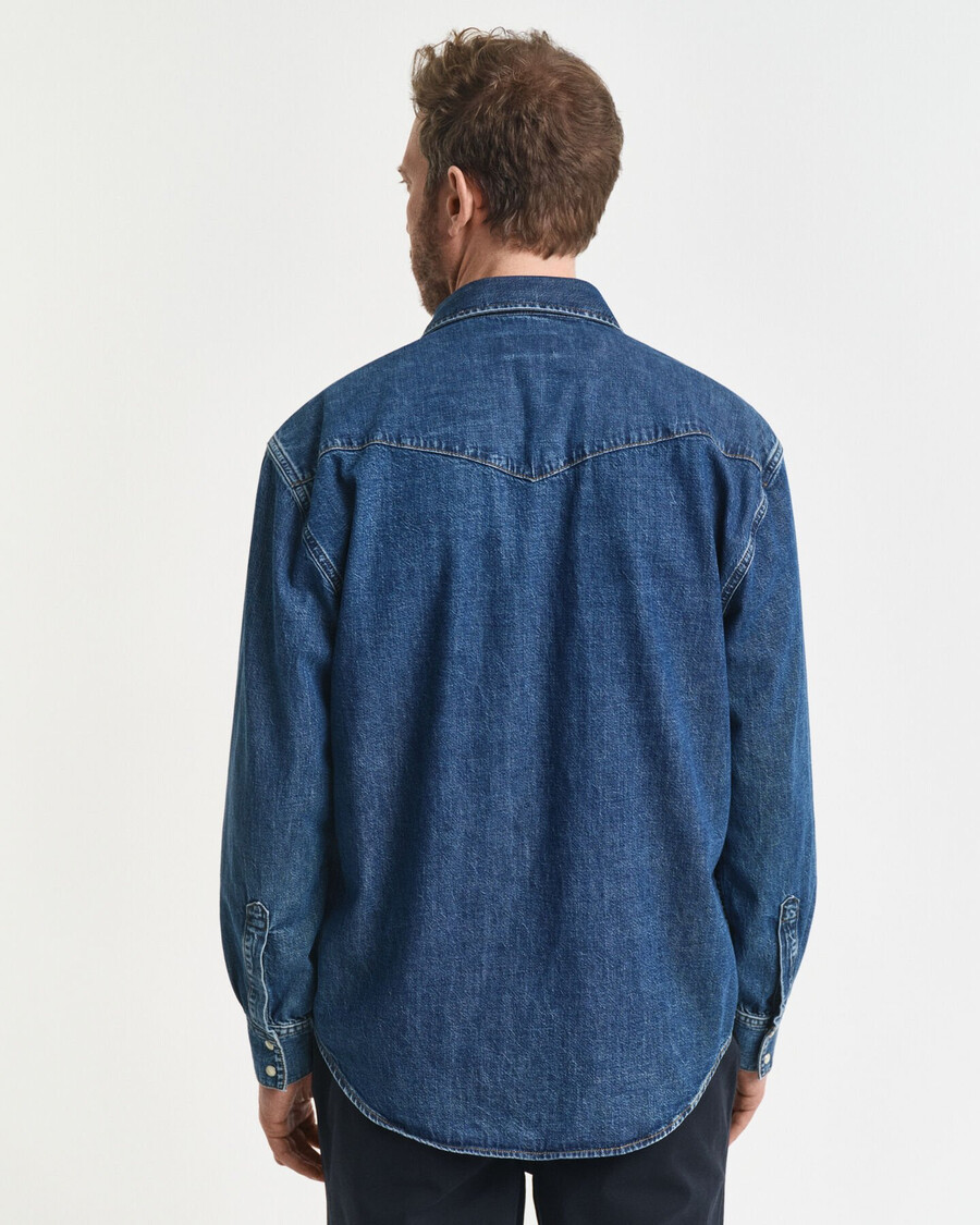 relaxed fit denim rodeo shirt - middelblauw vintage