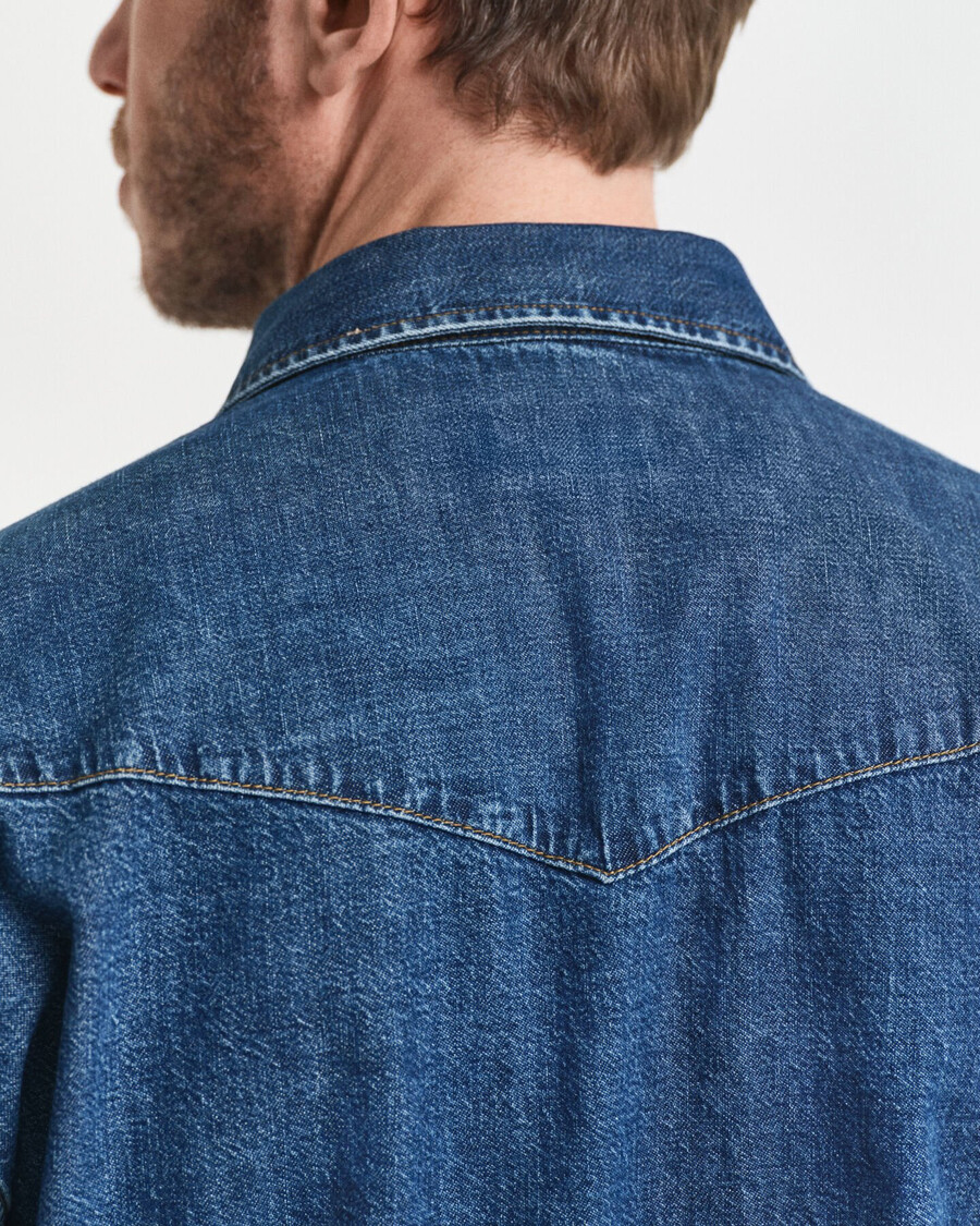 relaxed fit denim rodeo shirt - middelblauw vintage