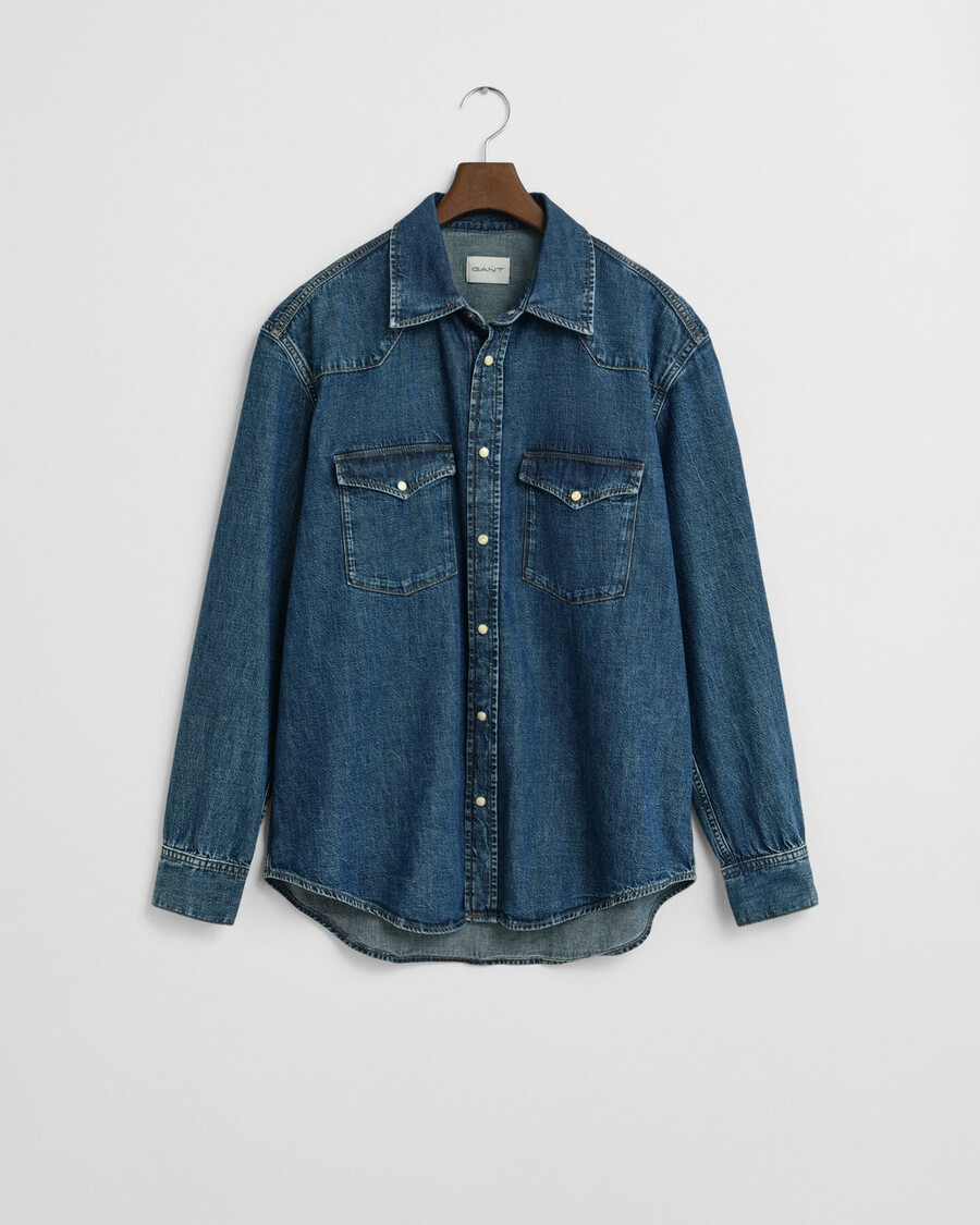 relaxed fit denim rodeo shirt - middelblauw vintage