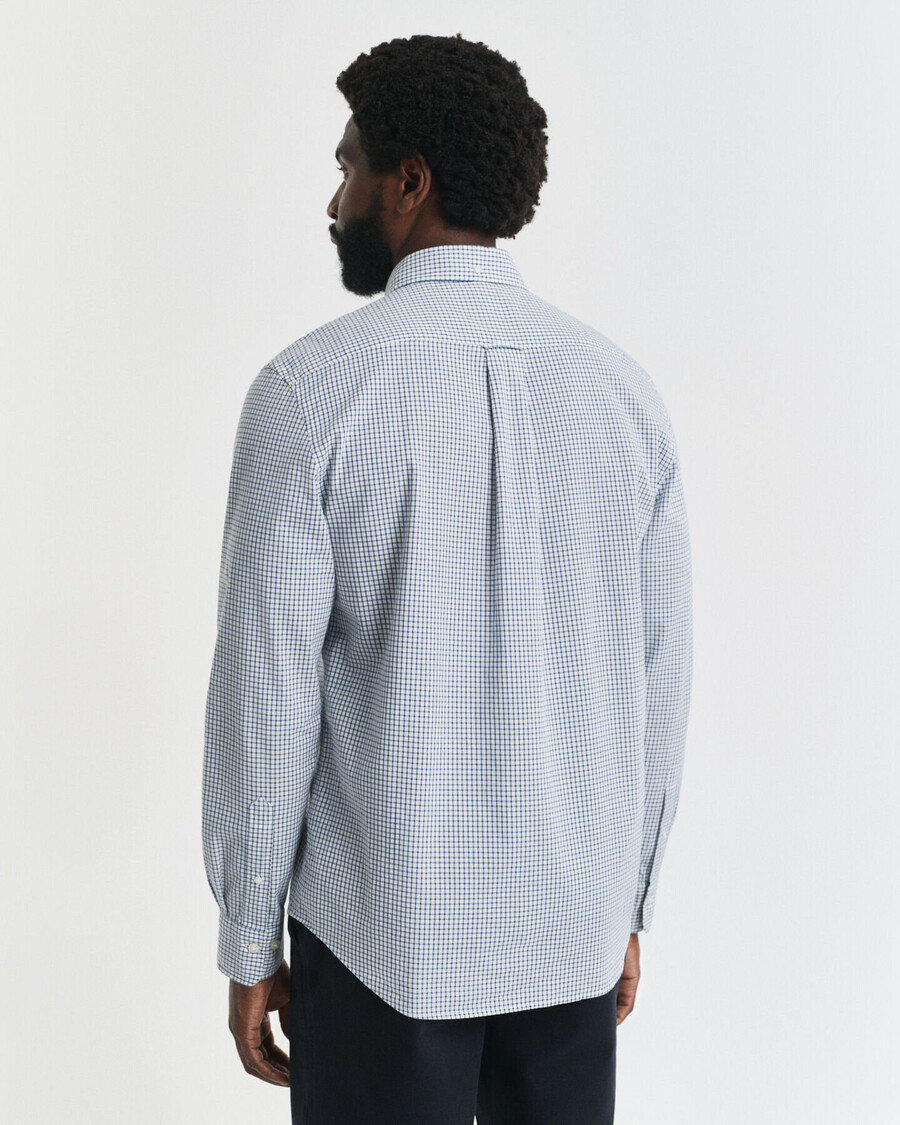 regular fit micro checked classic poplin shirt - bosgroen
