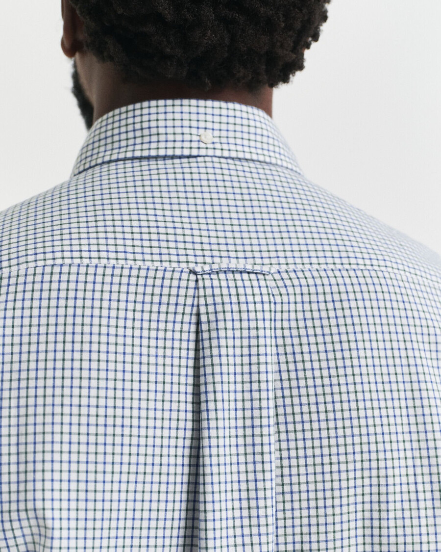 regular fit micro checked classic poplin shirt - bosgroen