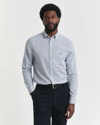 regular fit micro checked classic poplin shirt - bosgroen