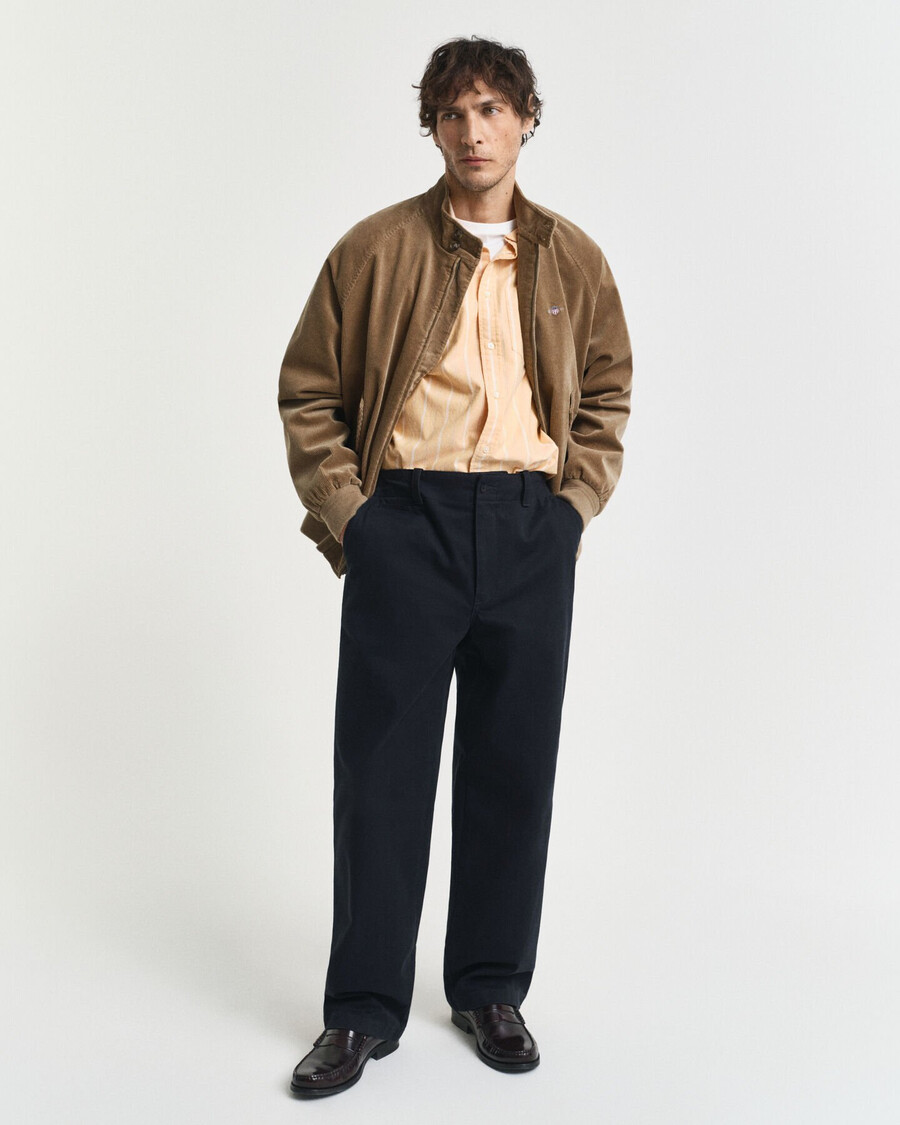 regular fit gestreept klassiek oxford overhemd - yellow lichen