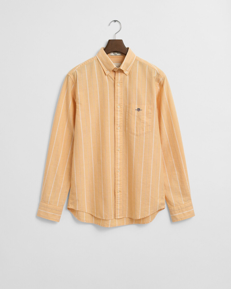 regular fit gestreept klassiek oxford overhemd - yellow lichen