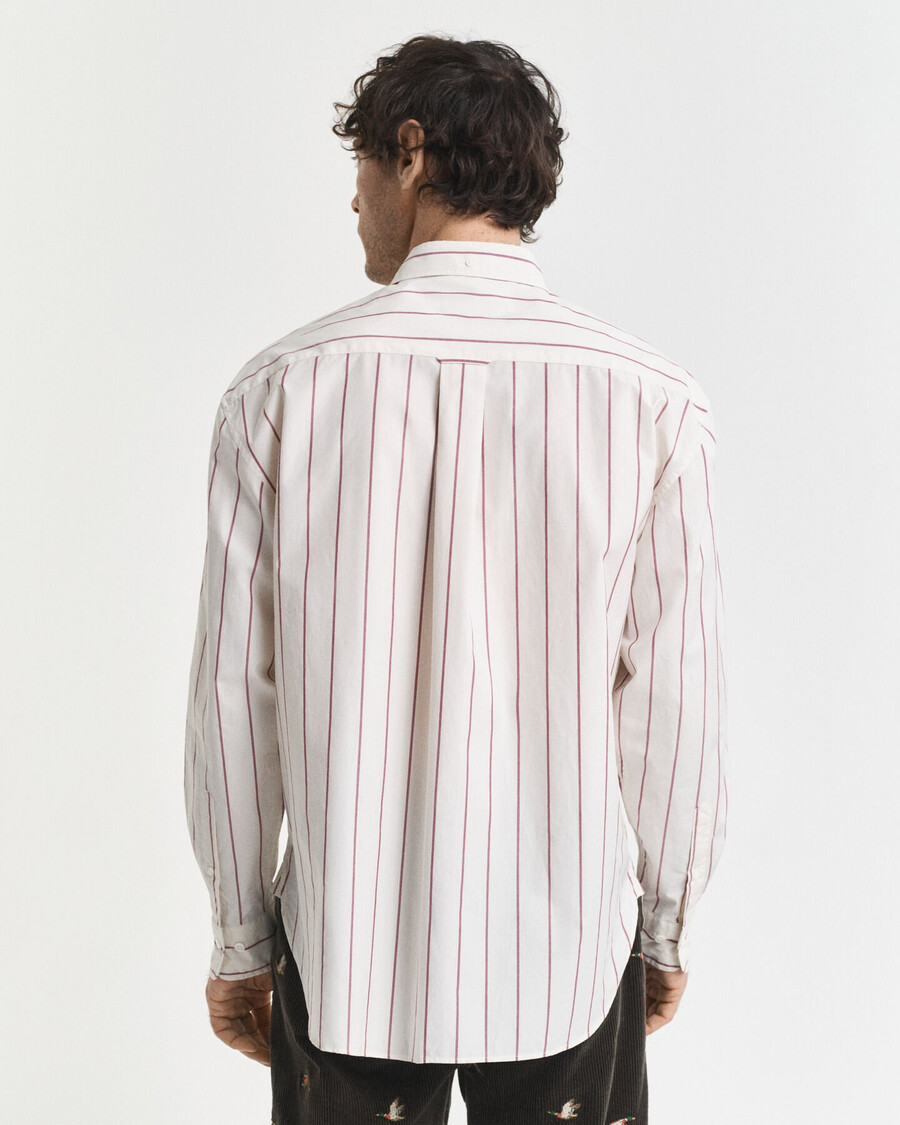relaxed fit gestreept poplin overhemd in klassieke stijl - crème
