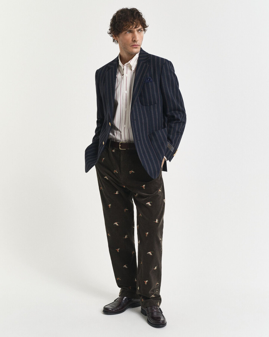 relaxed fit gestreept poplin overhemd in klassieke stijl - crème