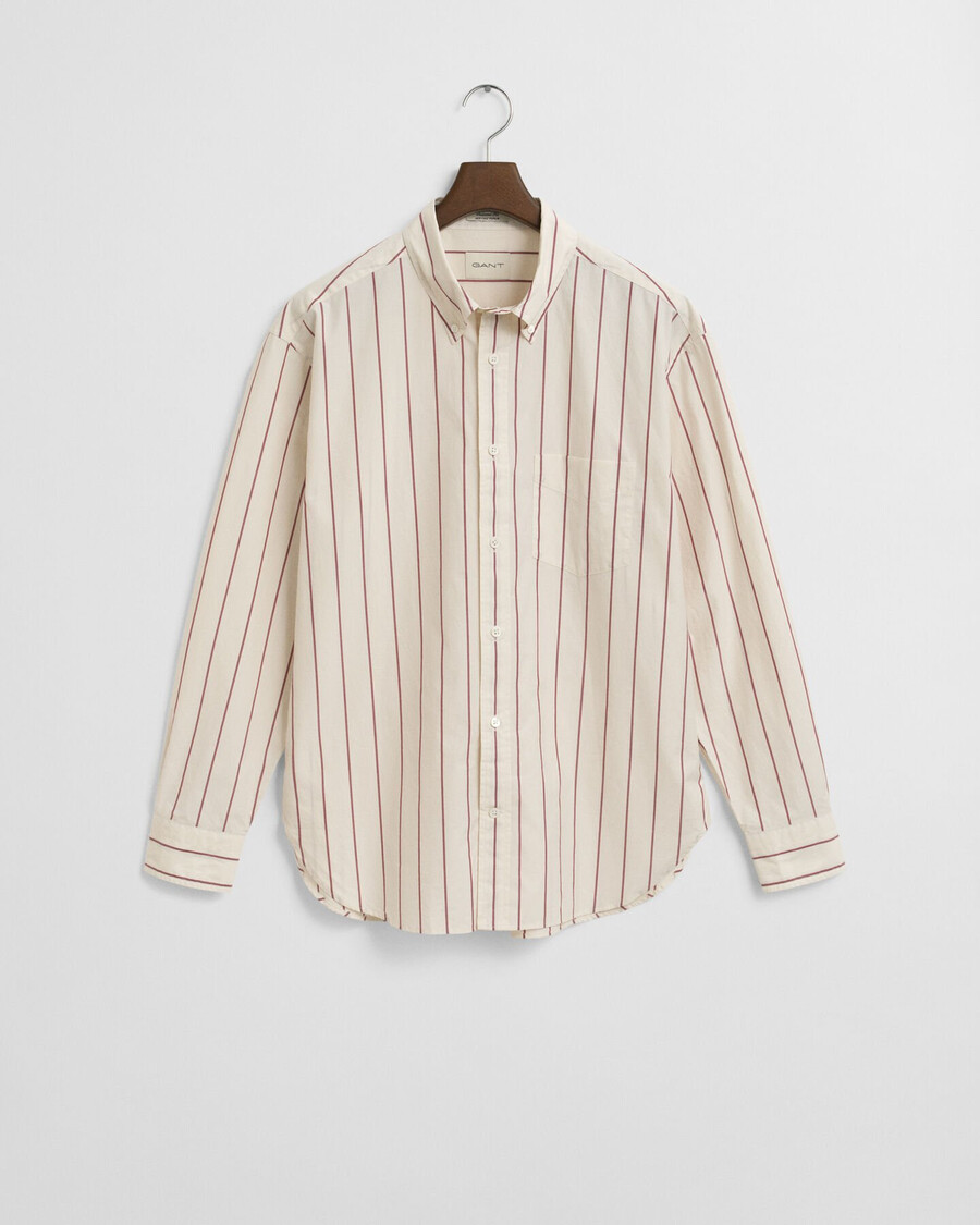 relaxed fit gestreept poplin overhemd in klassieke stijl - crème