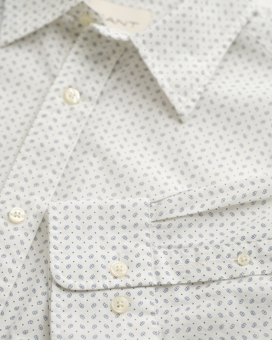 normale pasvorm microprint shirt - eierschaal