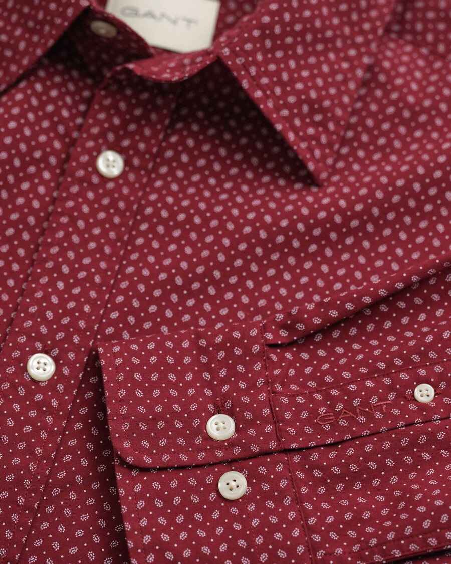 normale pasvorm microprint shirt - plumped red