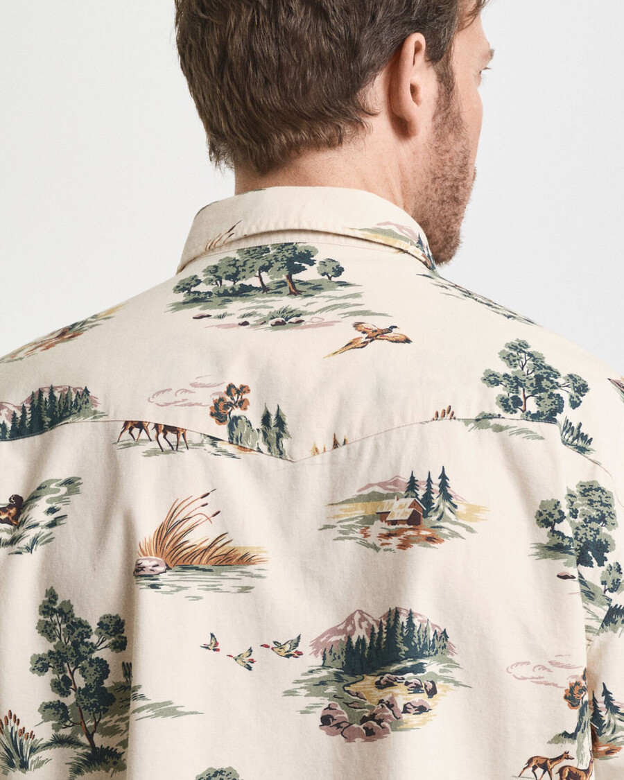 relaxed fit bedrukt rodeo-shirt - ivoorwit