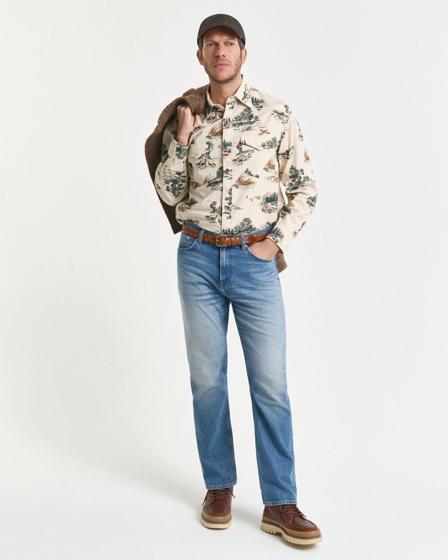 relaxed fit bedrukt rodeo-shirt - ivoorwit