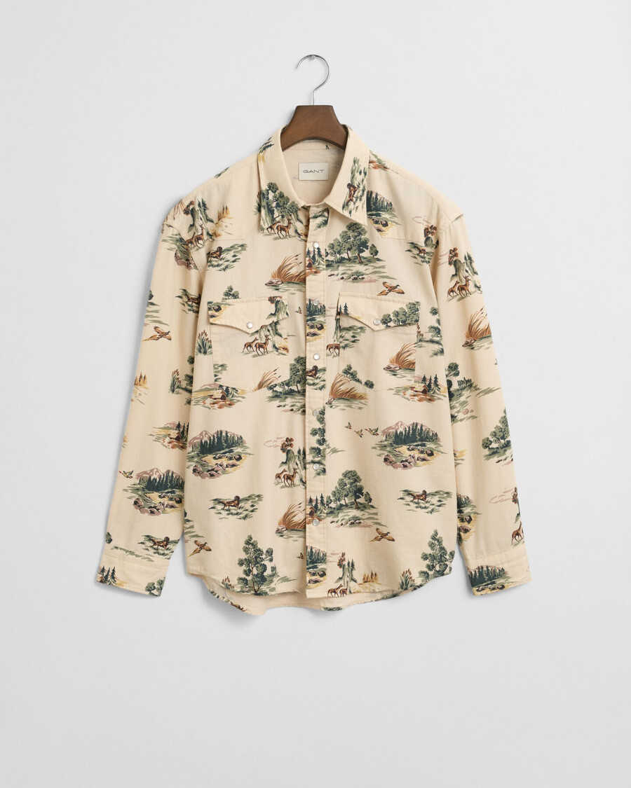 relaxed fit bedrukt rodeo-shirt - ivoorwit