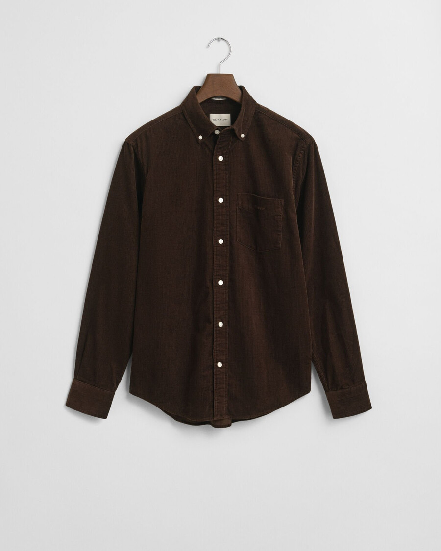 corduroy overhemd met normale pasvorm - rijkbruin