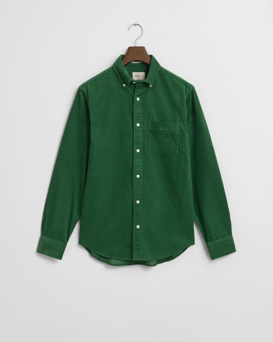 corduroy overhemd met normale pasvorm - grasgroen