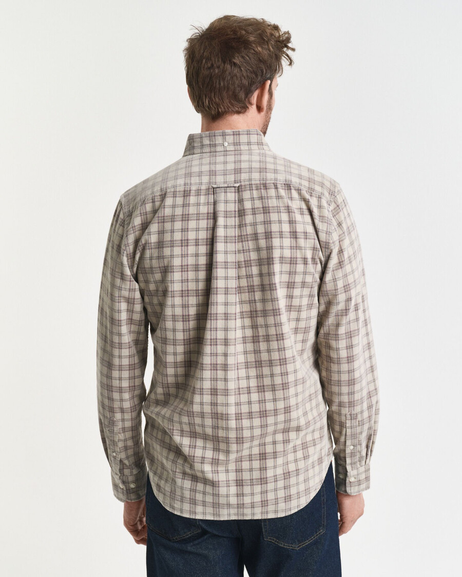 regular fit geruit corduroy overhemd - greige