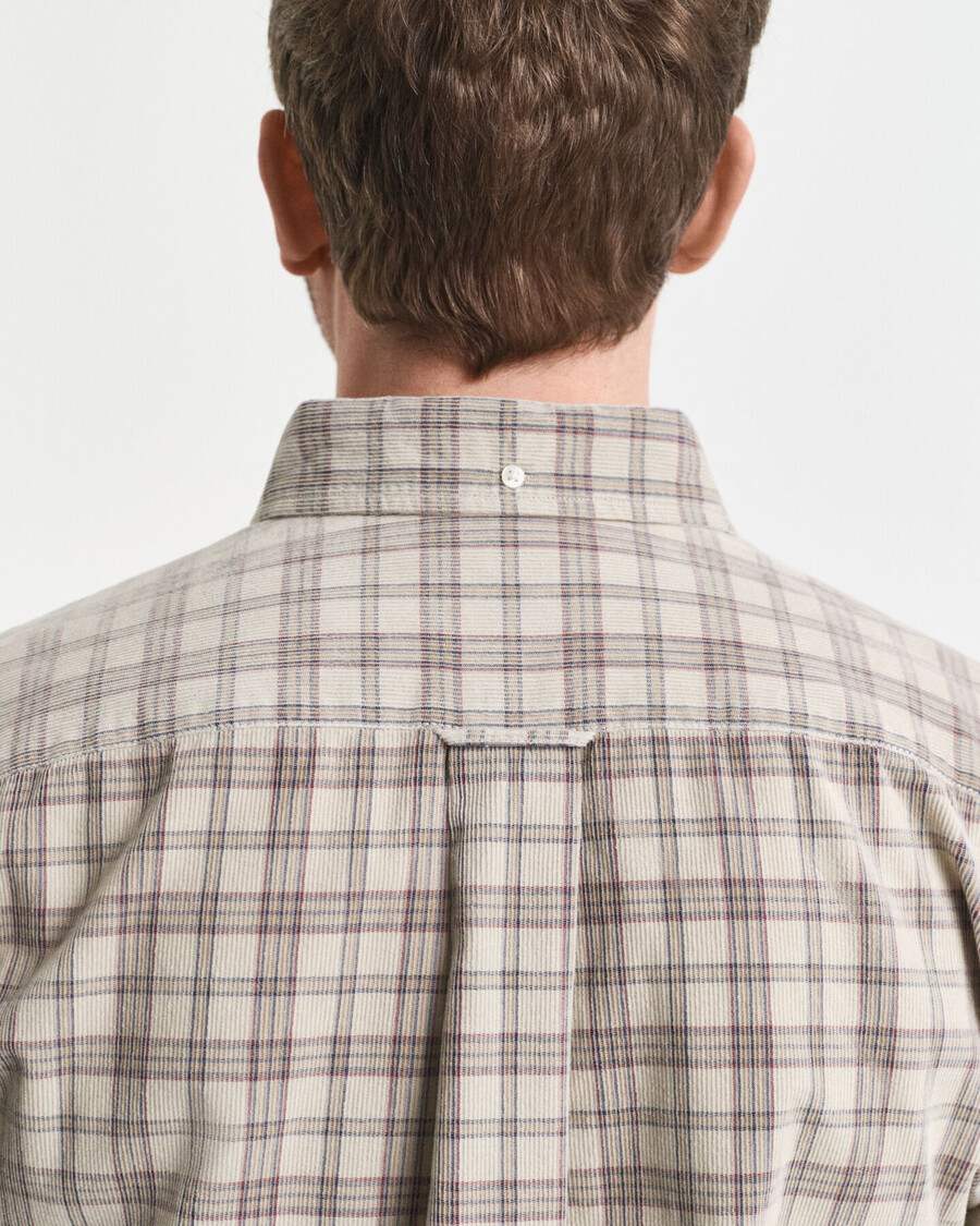 regular fit geruit corduroy overhemd - greige