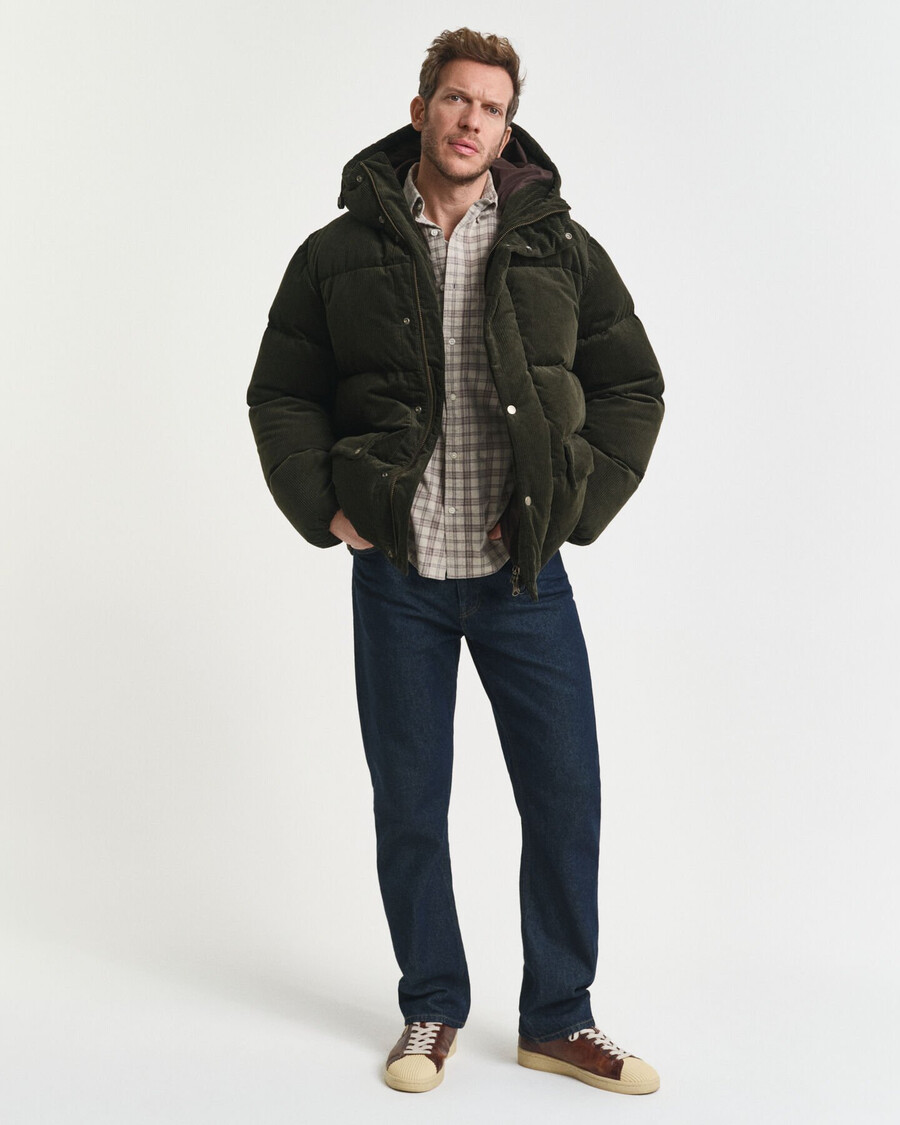 regular fit geruit corduroy overhemd - greige