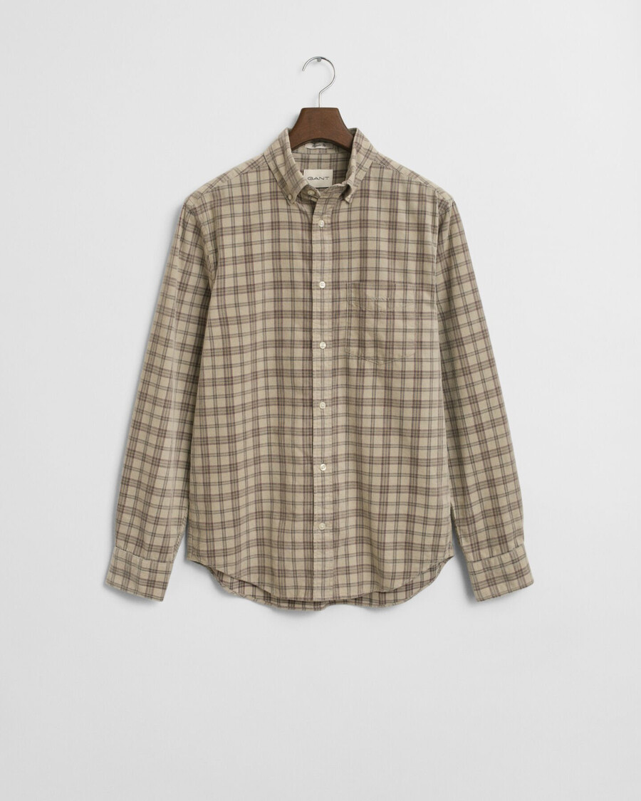 regular fit geruit corduroy overhemd - greige