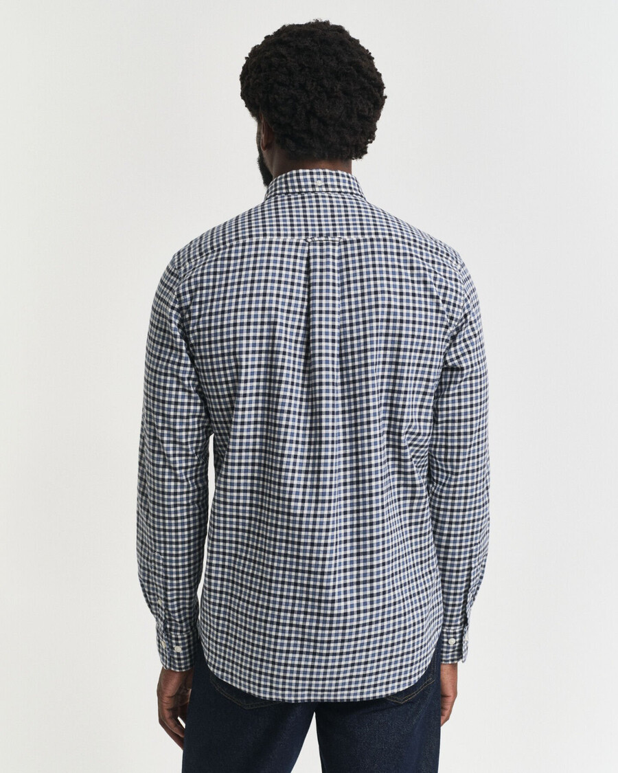 regular fit geruite keperstof overhemd - marineblauw