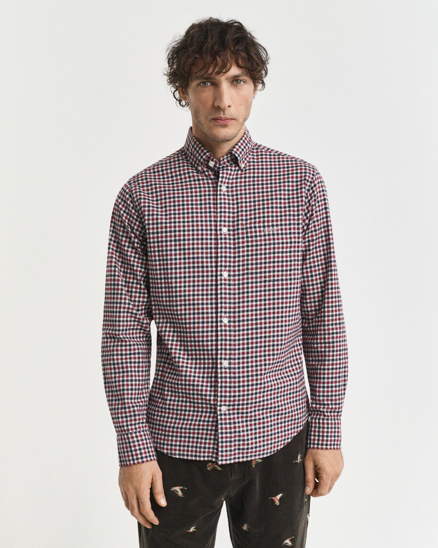 regular fit geruite keperstof overhemd - plumped red