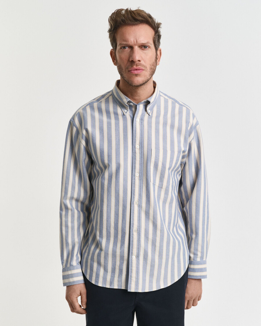 relaxed fit gestreept oxford overhemd in klassieke stijl - blue water