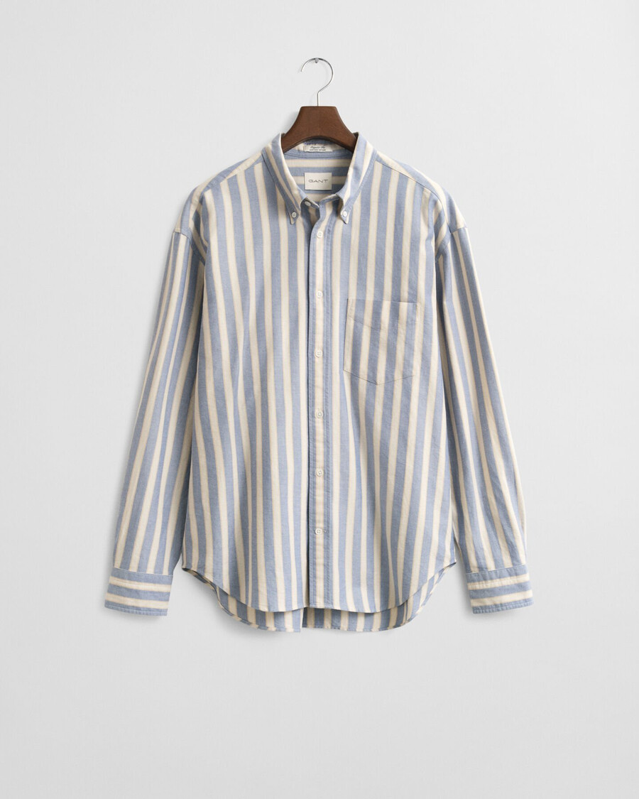 relaxed fit gestreept oxford overhemd in klassieke stijl - blue water