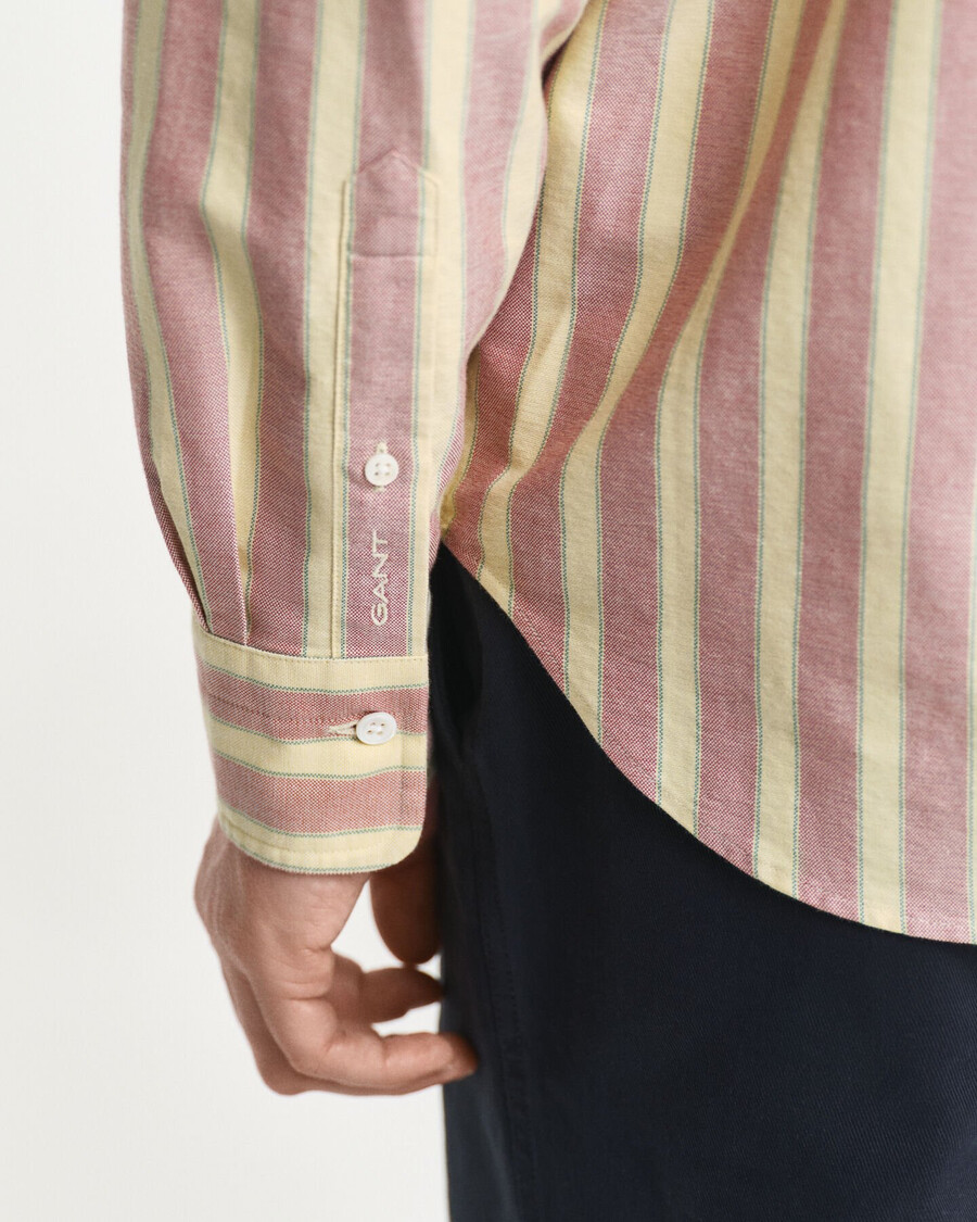 relaxed fit gestreept oxford overhemd in klassieke stijl - modern roestbruin