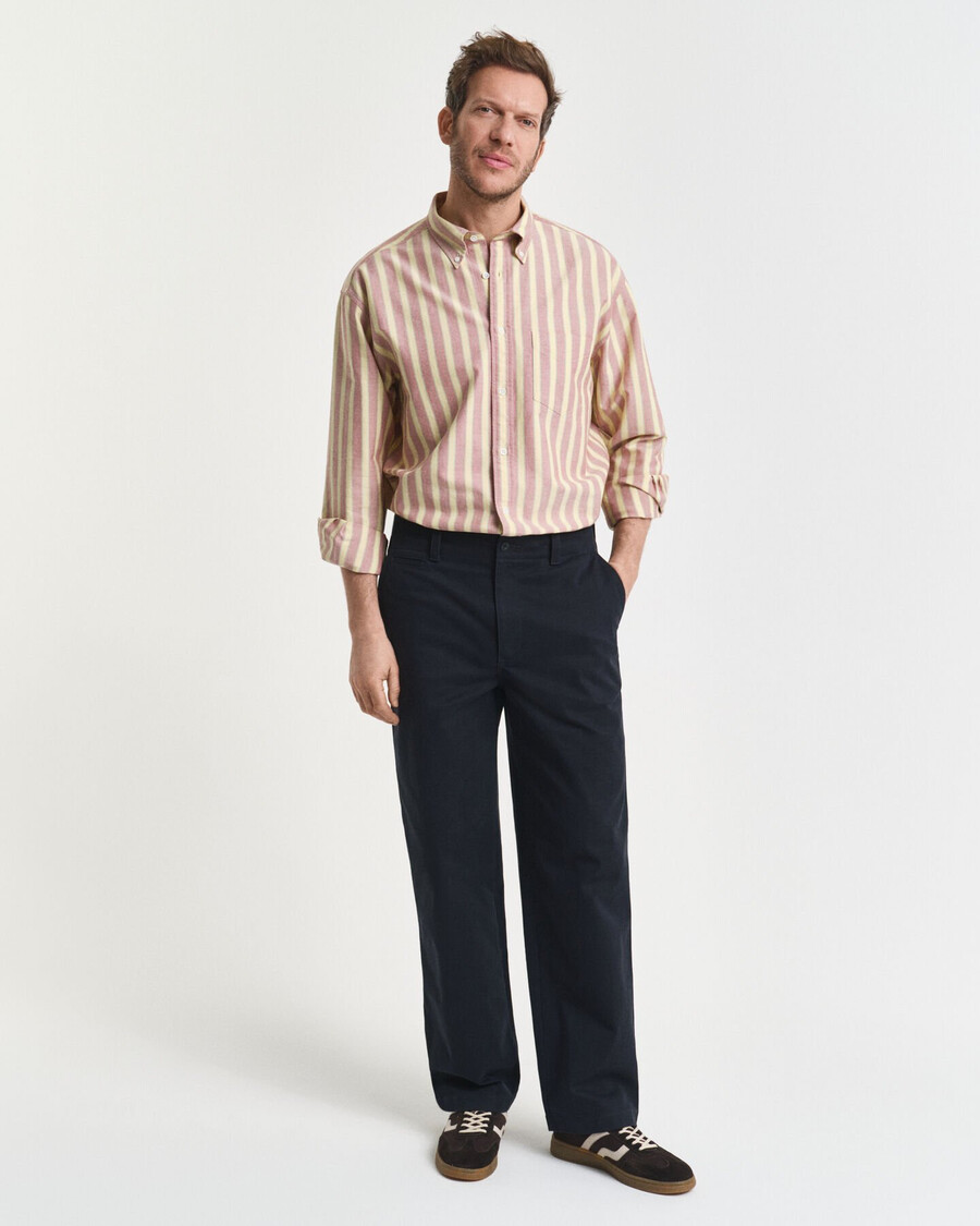 relaxed fit gestreept oxford overhemd in klassieke stijl - modern roestbruin