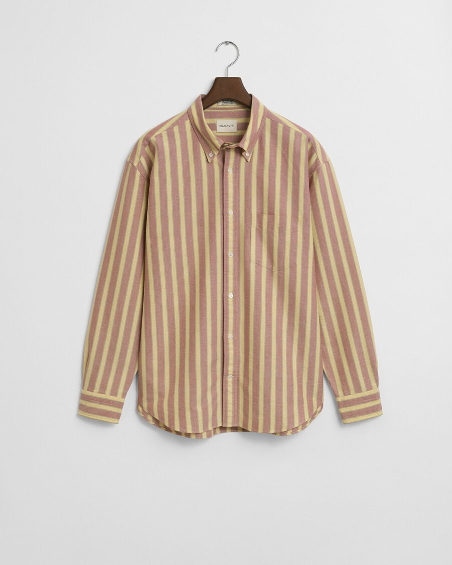 relaxed fit gestreept oxford overhemd in klassieke stijl - modern roestbruin