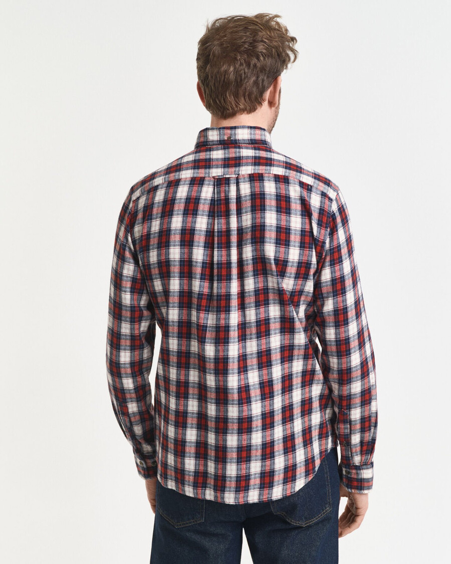 regular fit geruit flanellen overhemd met winddoorlatende details - modern roestbruin