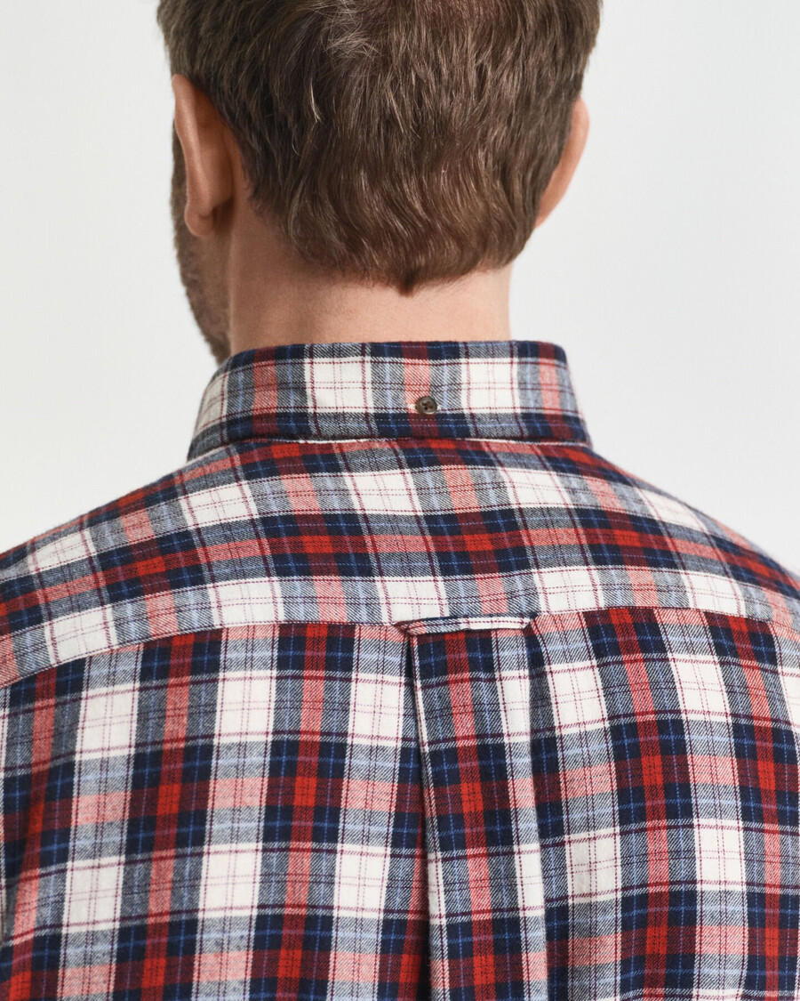 regular fit geruit flanellen overhemd met winddoorlatende details - modern roestbruin