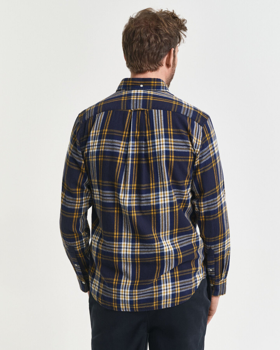 regular fit windblown flannel check shirt - evening blue