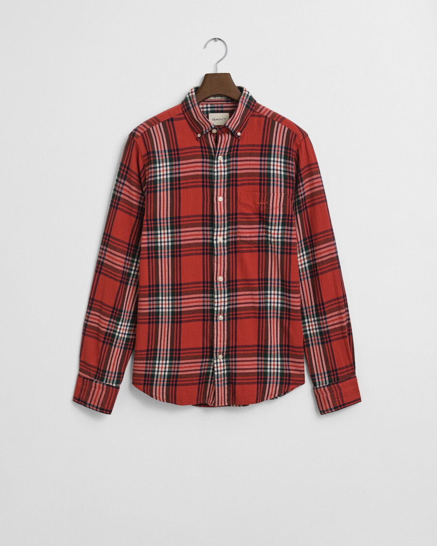 regular fit windblown flannel check shirt - modern rust