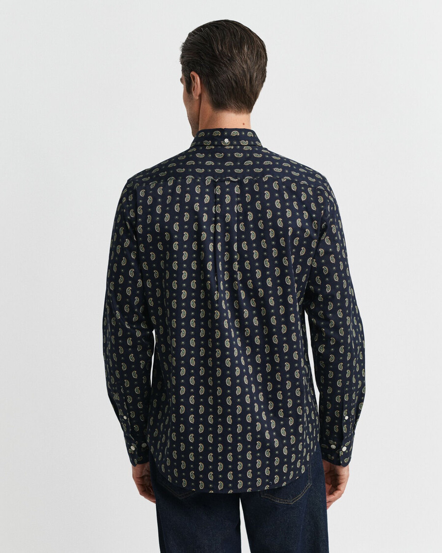 regular fit overhemd van twill met paisleyprint - avondblauw