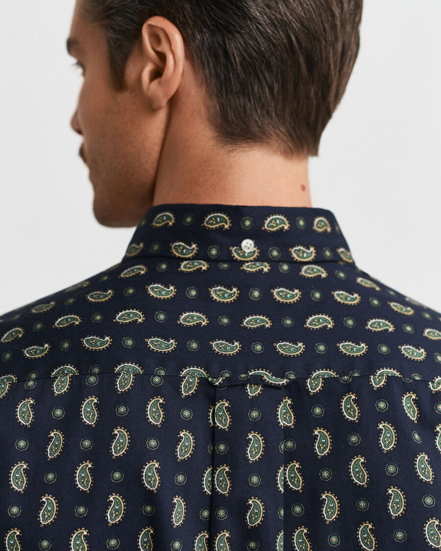 regular fit overhemd van twill met paisleyprint - avondblauw