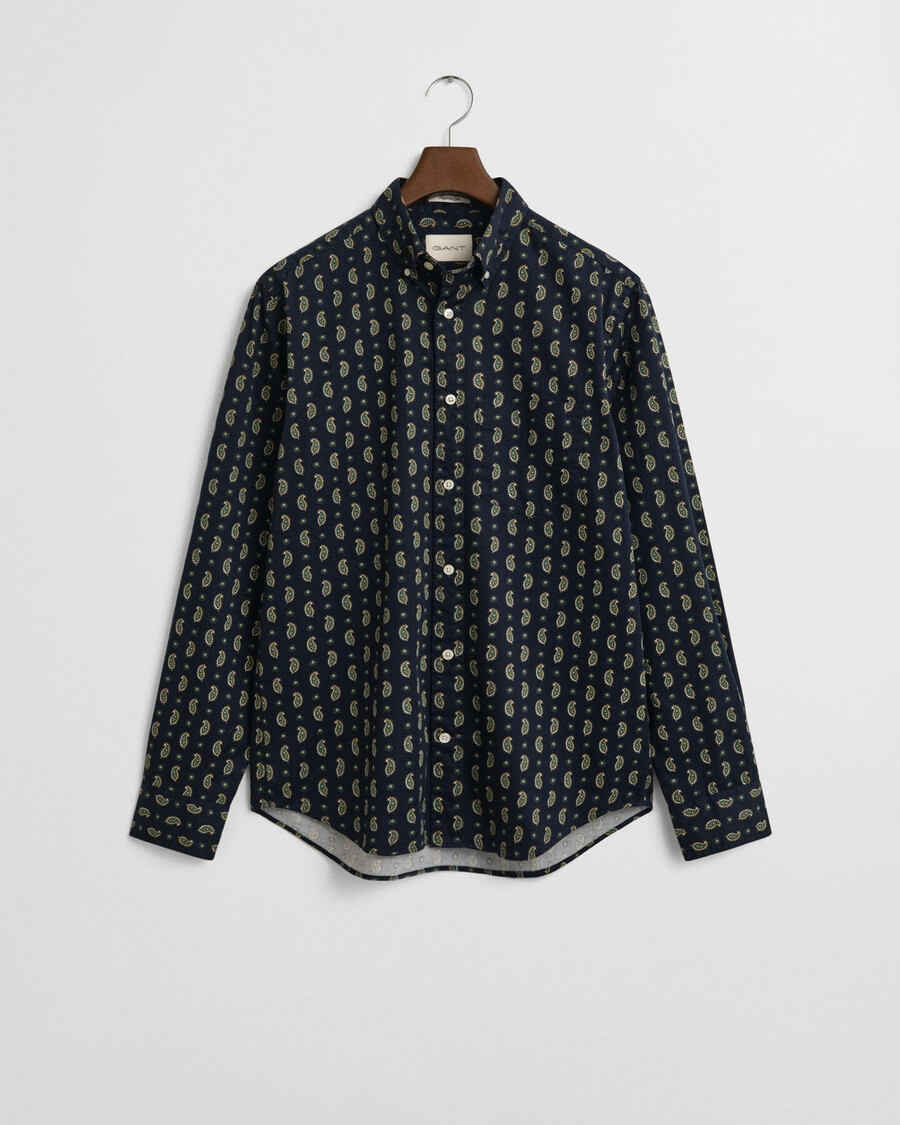 regular fit overhemd van twill met paisleyprint - avondblauw