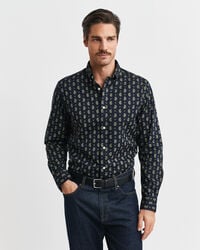 regular fit overhemd van twill met paisleyprint - avondblauw