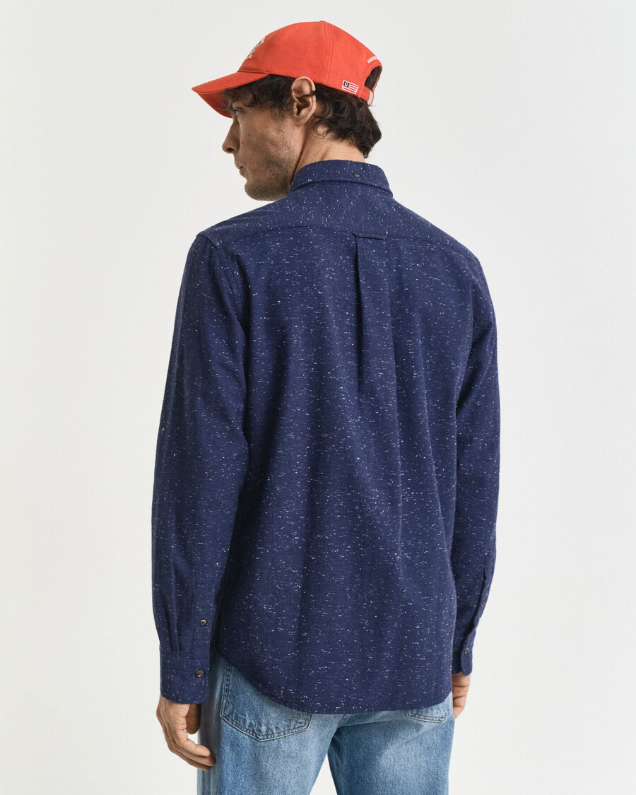 regular fit nepps flanellen overhemd - perzisch blauw