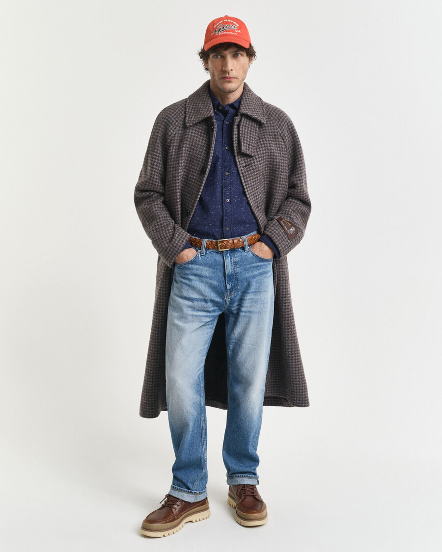 regular fit nepps flanellen overhemd - perzisch blauw