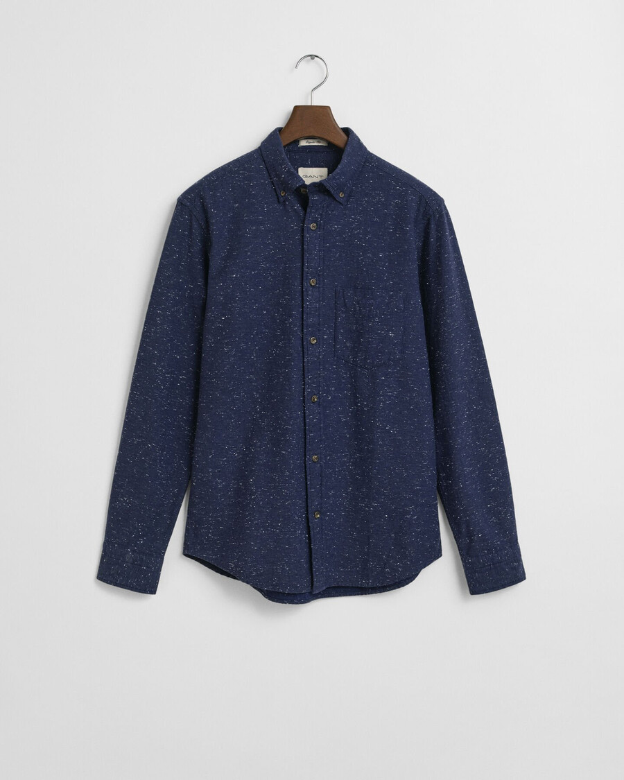 regular fit nepps flanellen overhemd - perzisch blauw