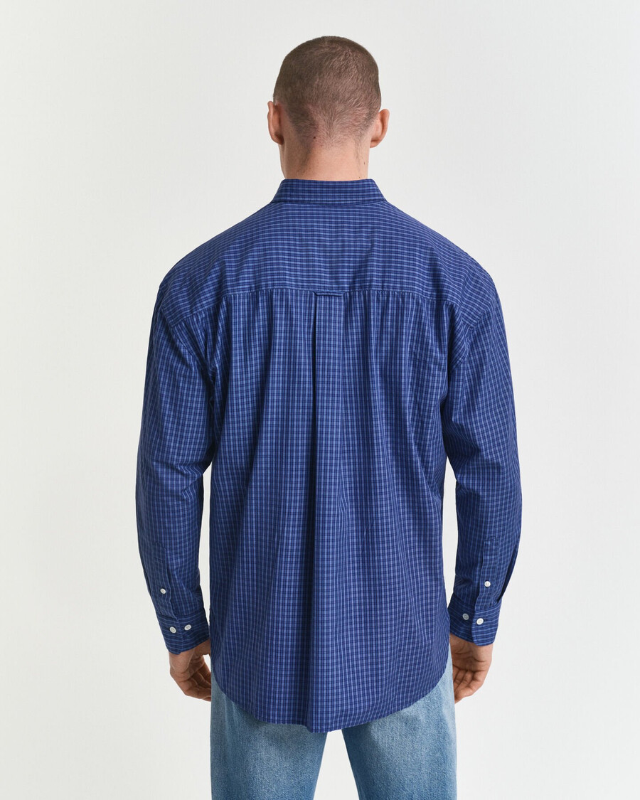 oversized overhemd van poplin met microruitjes - perzisch blauw