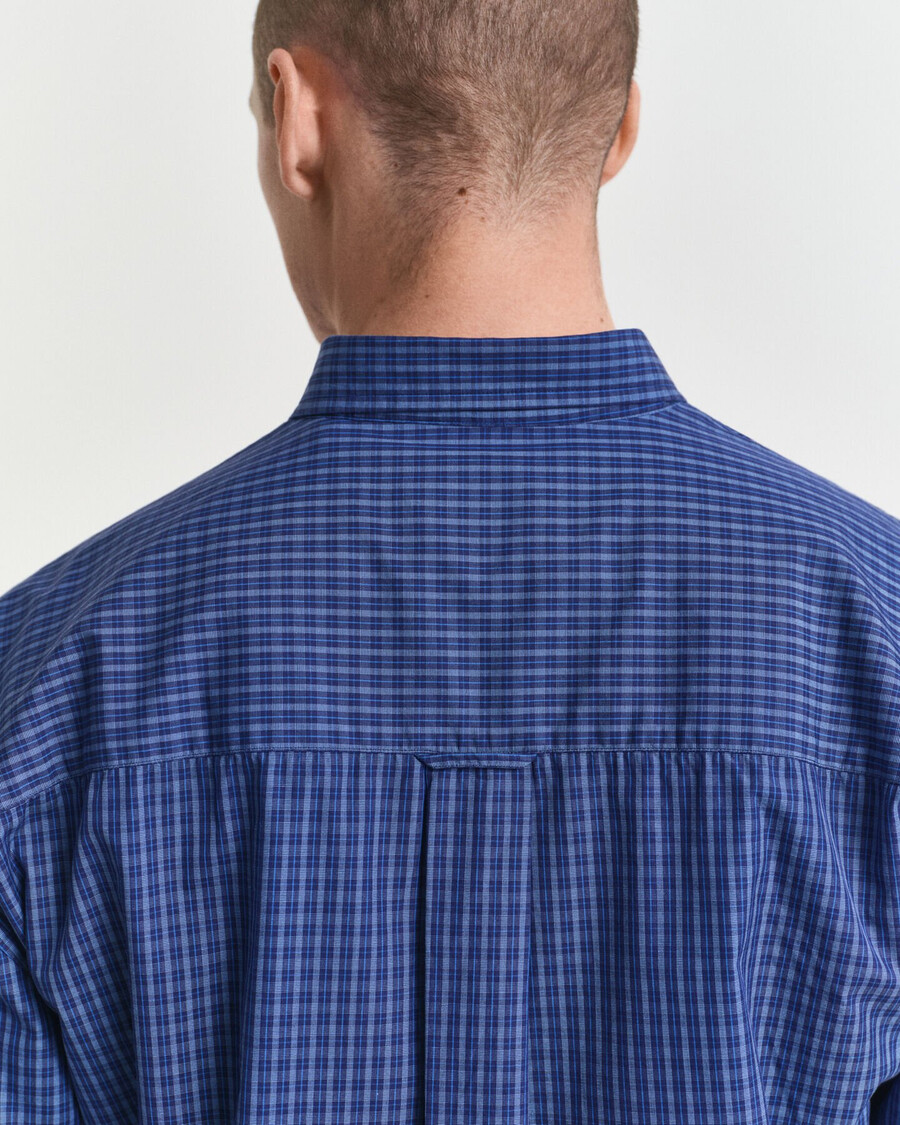oversized overhemd van poplin met microruitjes - perzisch blauw