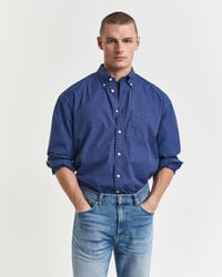 oversized overhemd van poplin met microruitjes - perzisch blauw